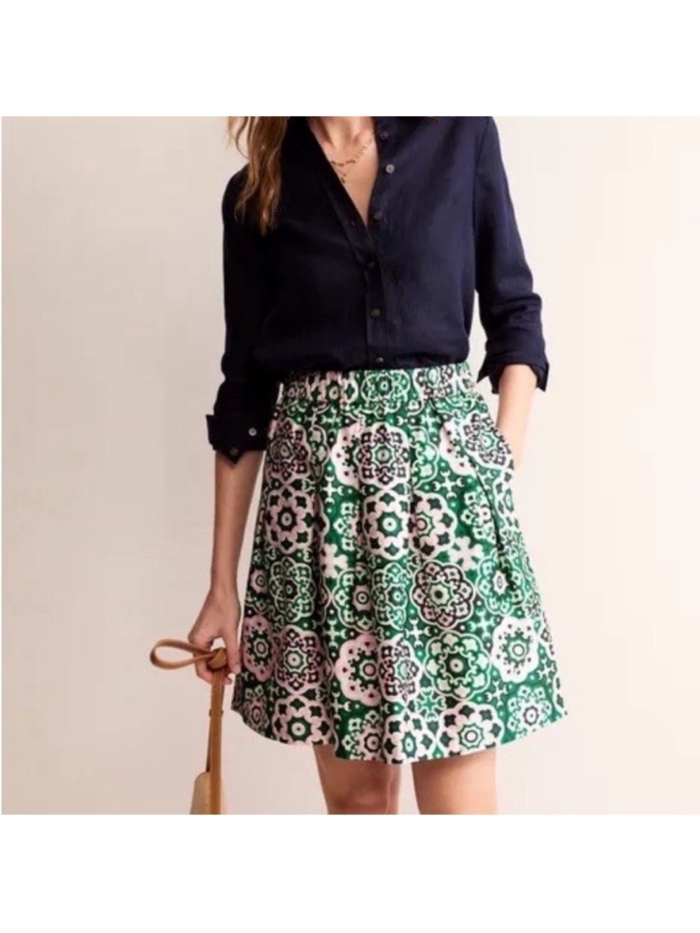 Boden Women’s Pleated Cotton Skirt Size 6 NWT